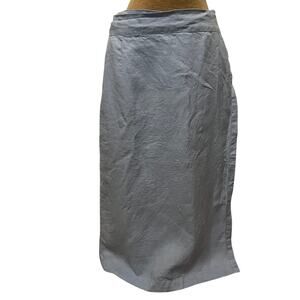 Linen fabric wrap tie skirt pale blue maxi pocket natural fibers A-line boho
